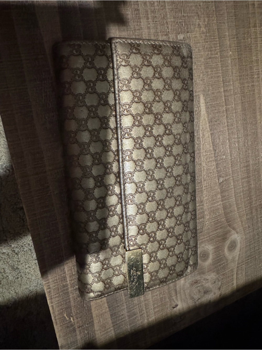 Authentic Gucci Metallic Guccissima Continental Wallet Bronze/Gold